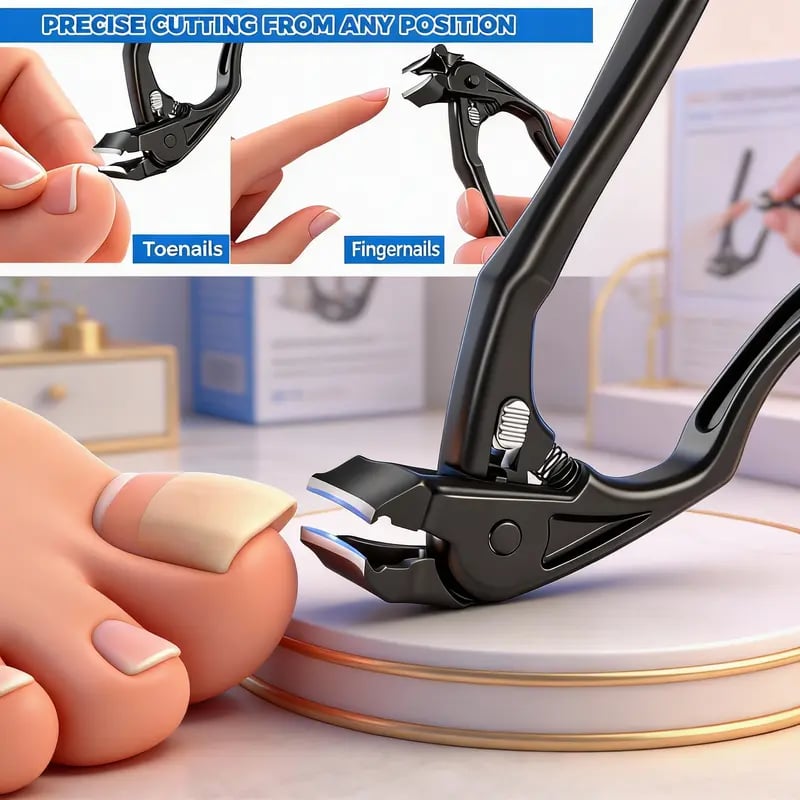 ✂️🖤 No More Painful Bending! 90° Angled Ergonomic Nail Clipper — Perfect for Seniors & Stiff Joints (49% OFF Today)