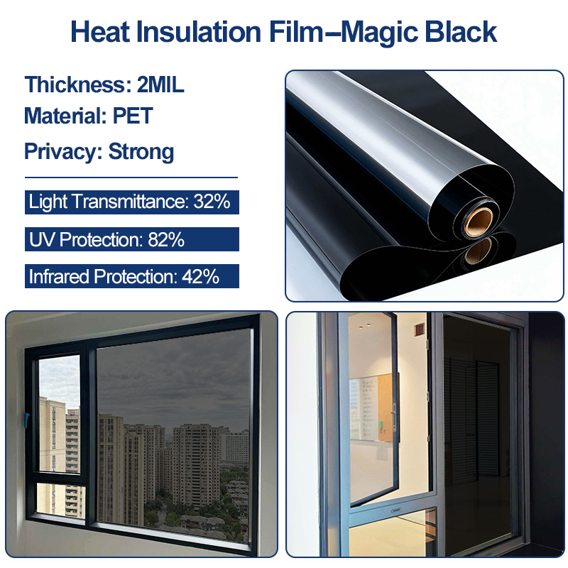 Static Cling Window Privacy Film UV Blocking Mirror Tint | 19.69 in × 39.37 in (50 cm × 100 cm)