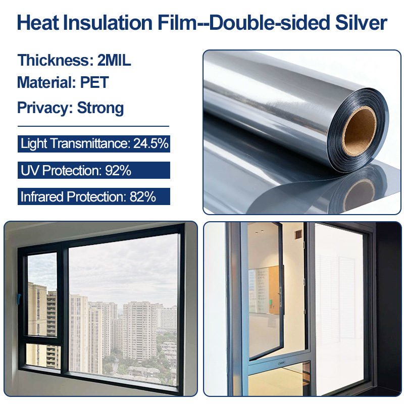 Static Cling Window Privacy Film UV Blocking Mirror Tint | 19.69 in × 39.37 in (50 cm × 100 cm)
