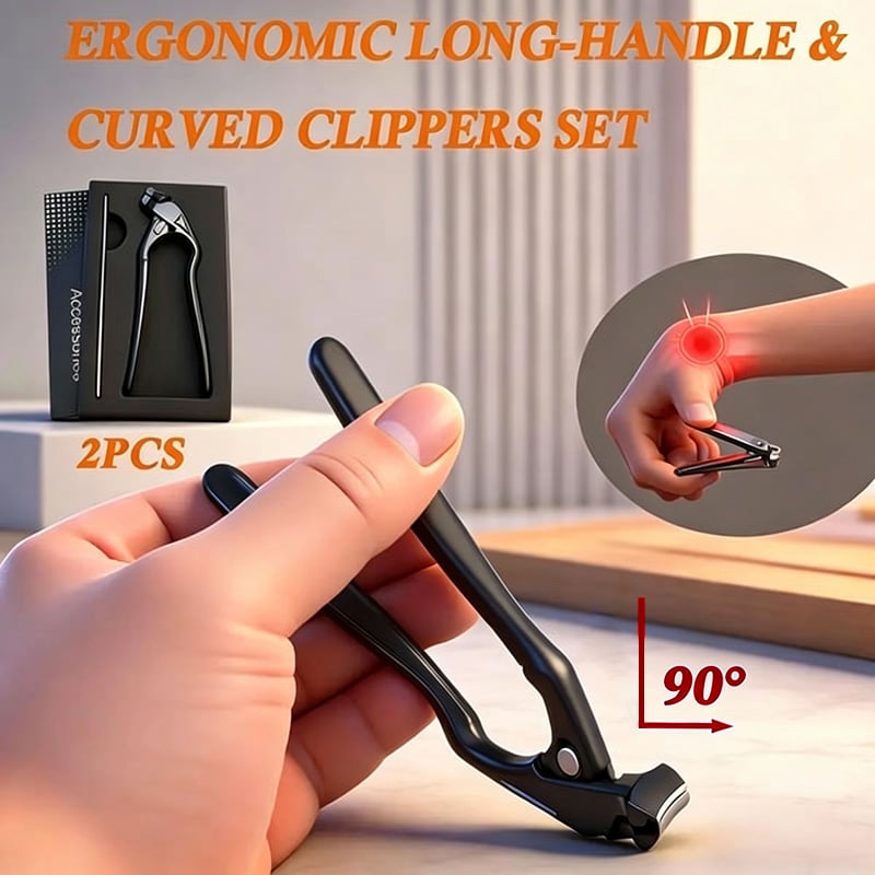 ✂️🖤 No More Painful Bending! 90° Angled Ergonomic Nail Clipper — Perfect for Seniors & Stiff Joints (49% OFF Today)