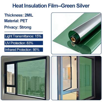 Static Cling Window Privacy Film UV Blocking Mirror Tint | 19.69 in × 39.37 in (50 cm × 100 cm)