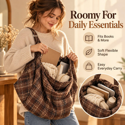👜✨ Oversized Plaid Shoulder Bag — Extra Space, Effortless Style!