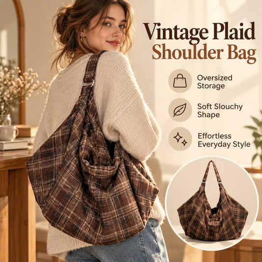 👜✨ Oversized Plaid Shoulder Bag — Extra Space, Effortless Style!