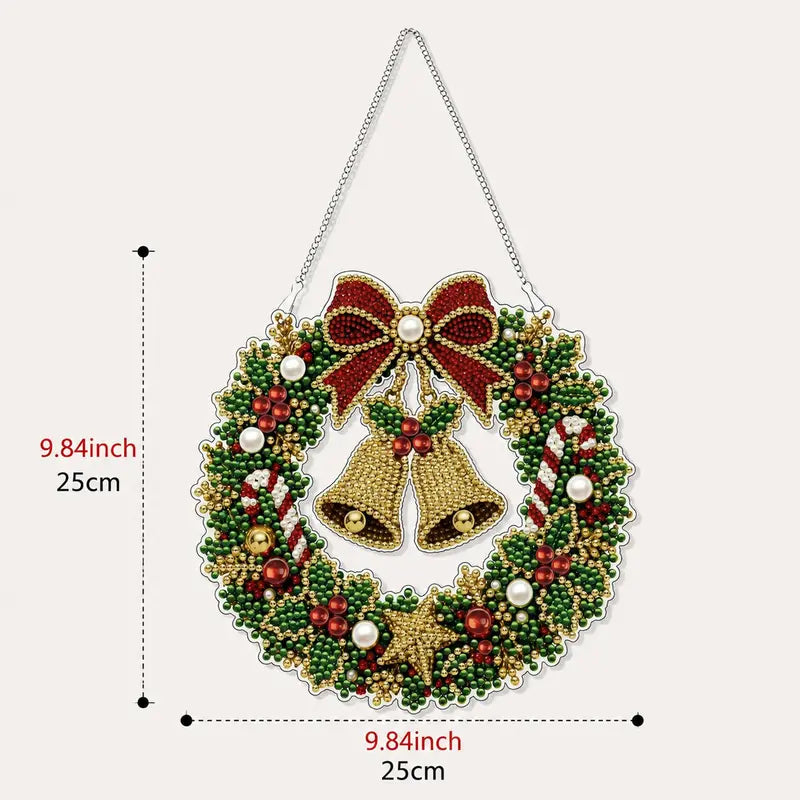 Christmas Pearl Diamond Painting Pendant Kit 9.84 Inch with LED Lights