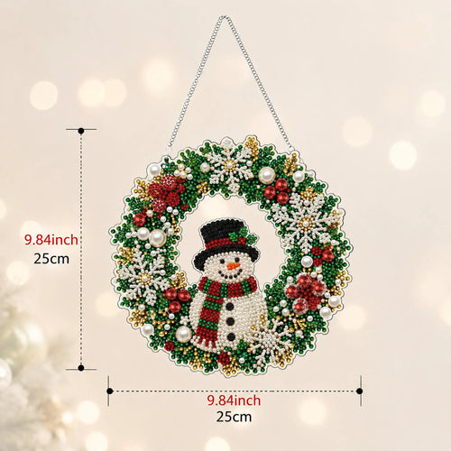 Christmas Pearl Diamond Painting Pendant Kit 9.84 Inch with LED Lights