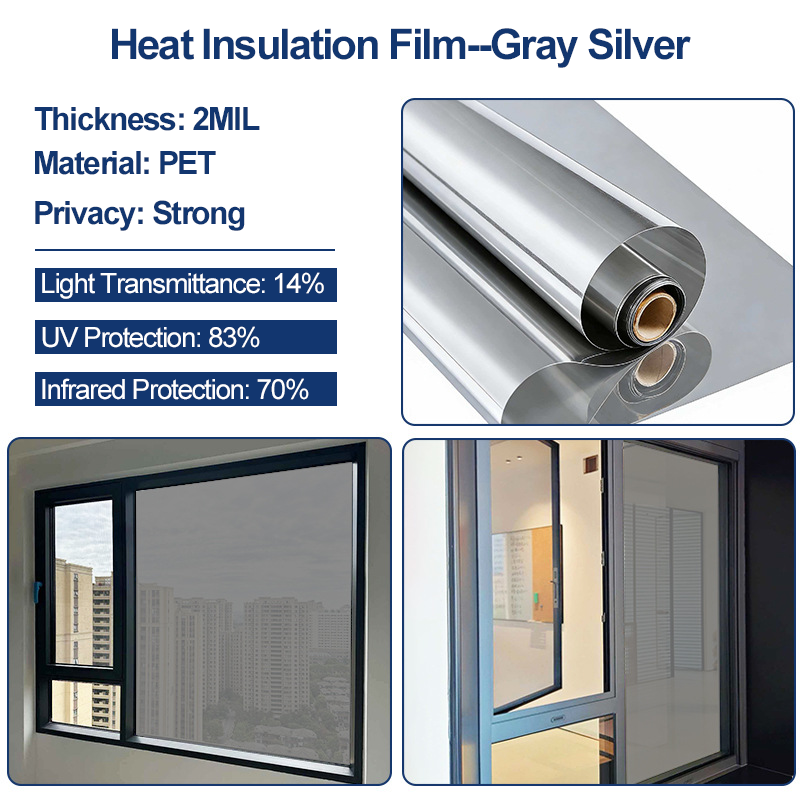Static Cling Window Privacy Film UV Blocking Mirror Tint | 19.69 in × 39.37 in (50 cm × 100 cm)