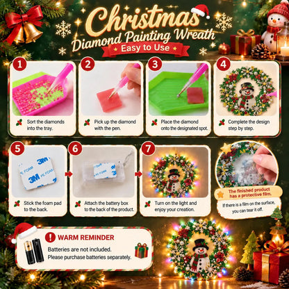 Christmas Pearl Diamond Painting Pendant Kit 9.84 Inch with LED Lights