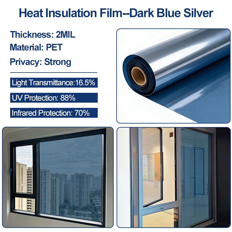 Static Cling Window Privacy Film UV Blocking Mirror Tint | 19.69 in × 39.37 in (50 cm × 100 cm)