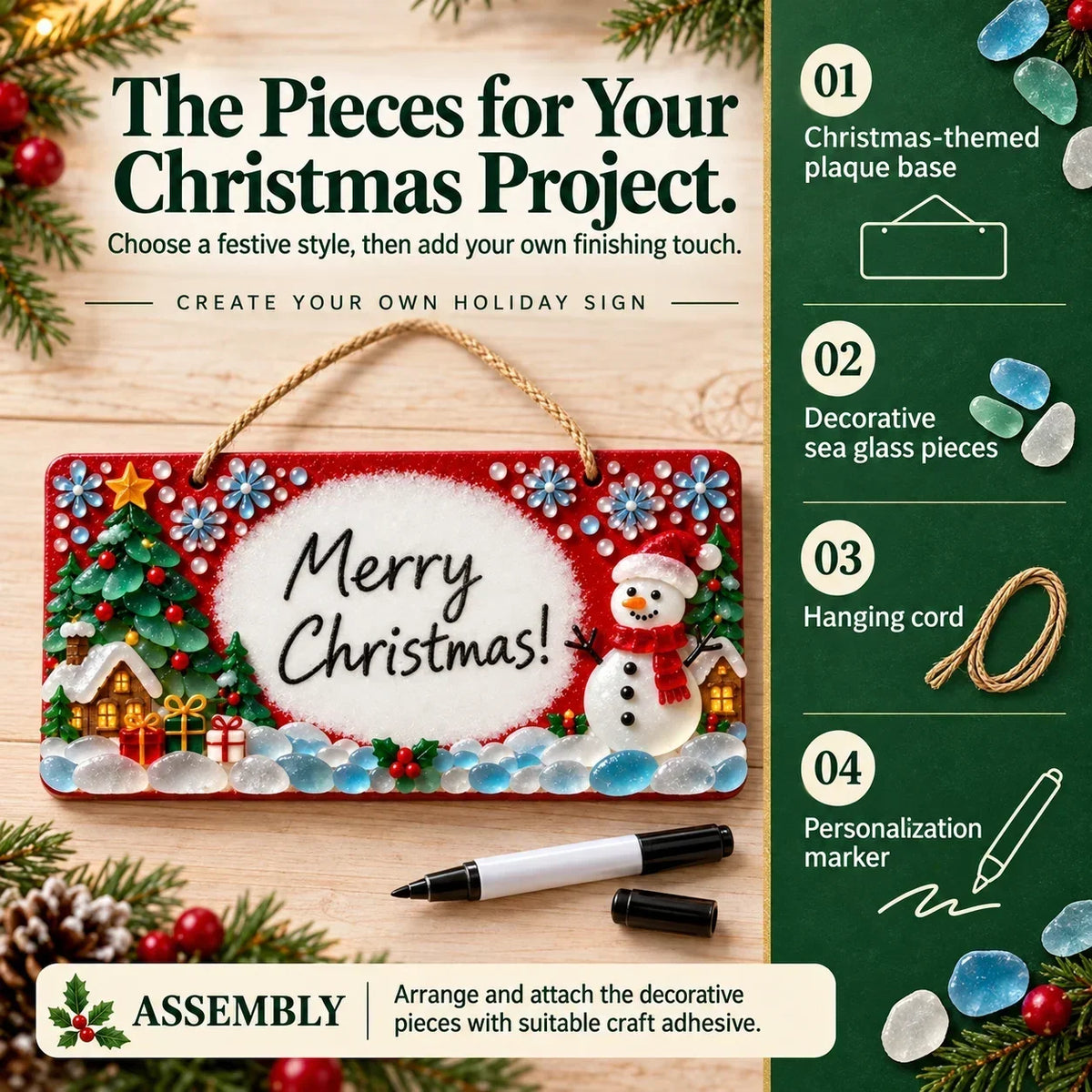 ⏳ Last Day 46% OFF – 🎄 Beginner-Friendly DIY Sea Glass Christmas Hanging Sign Kit | 8 Festive Designs with Handwritten Personalization ✍️