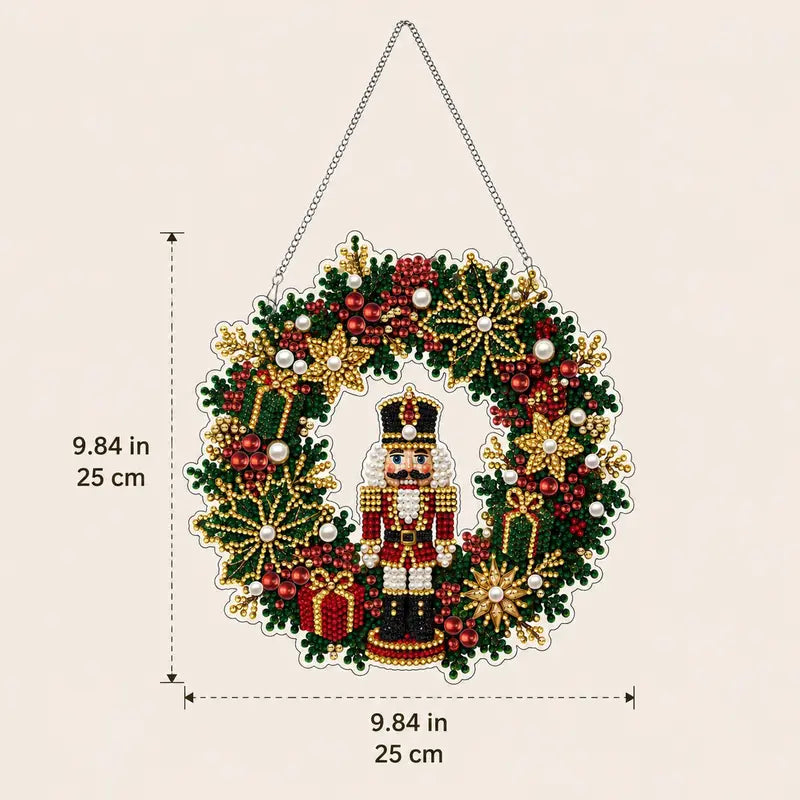 Christmas Pearl Diamond Painting Pendant Kit 9.84 Inch with LED Lights