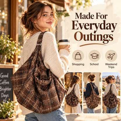 👜✨ Oversized Plaid Shoulder Bag — Extra Space, Effortless Style!